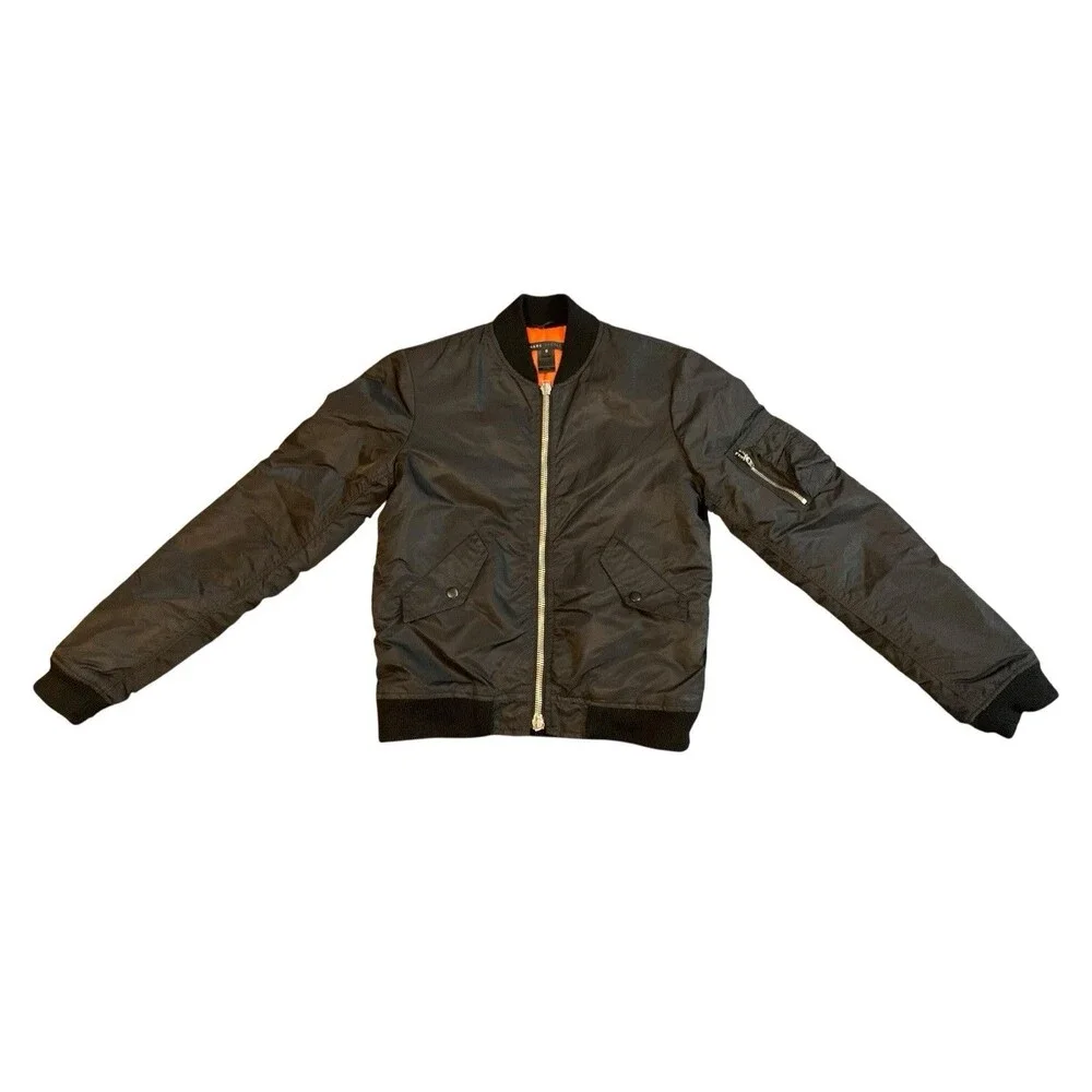 Marc Jacobs Black MA-1 Flight Bomber Jacket Women’s Size Small Designer Fashion